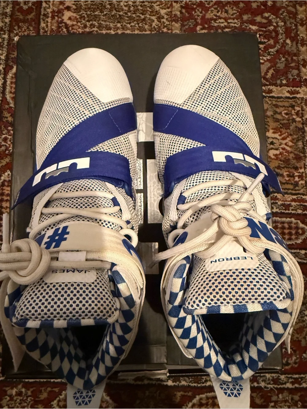 Nike LeBron Soldier 9 Kentucky Blue and White High-Top Basketball Sneakers